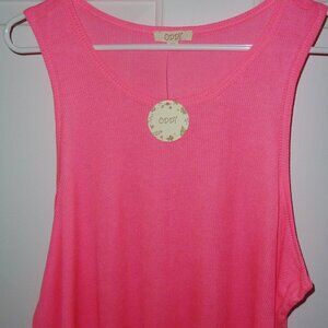 NWT ODDI ODDY Poly Rayon Hot Bright Pink Ribbed Tank Shirt Size 3XL